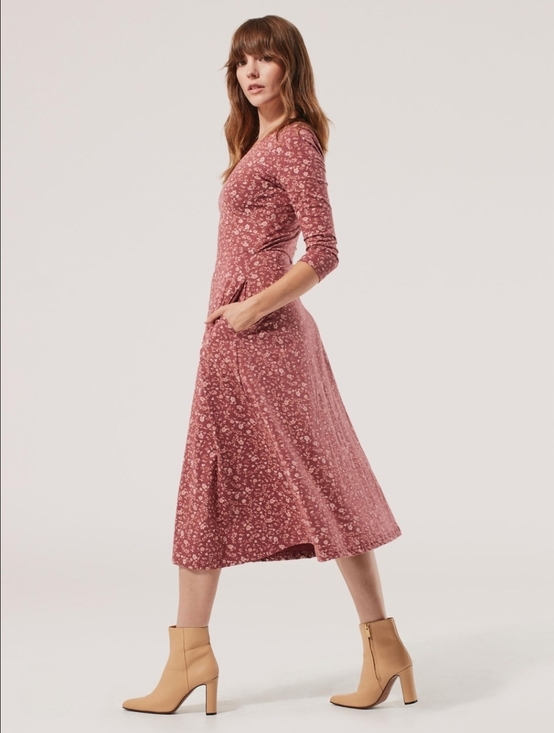 Pact Dresses & Skirts - Pact Organic Cotton Fit & Flare Floral V-Neck Midi Party Dress With Pockets